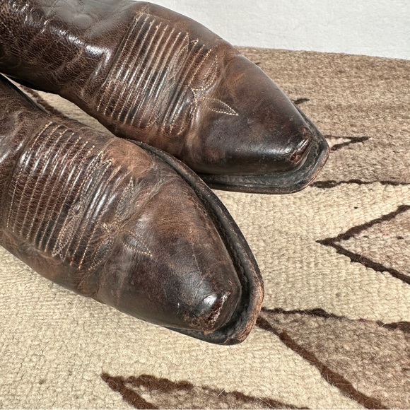 Lucchese Savannah dark Brown Western Boots cowboy cowgirl pointed toe leather - Picture 11 of 14